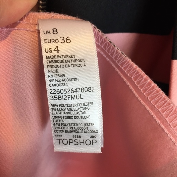TOPSHOP Fit & Flare Dress Pink & Black Striped - Picture 9 of 12